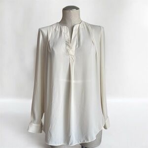 ZOA New York Cream V-Neck Blouse Tunic XS Long Sleeve Business Career